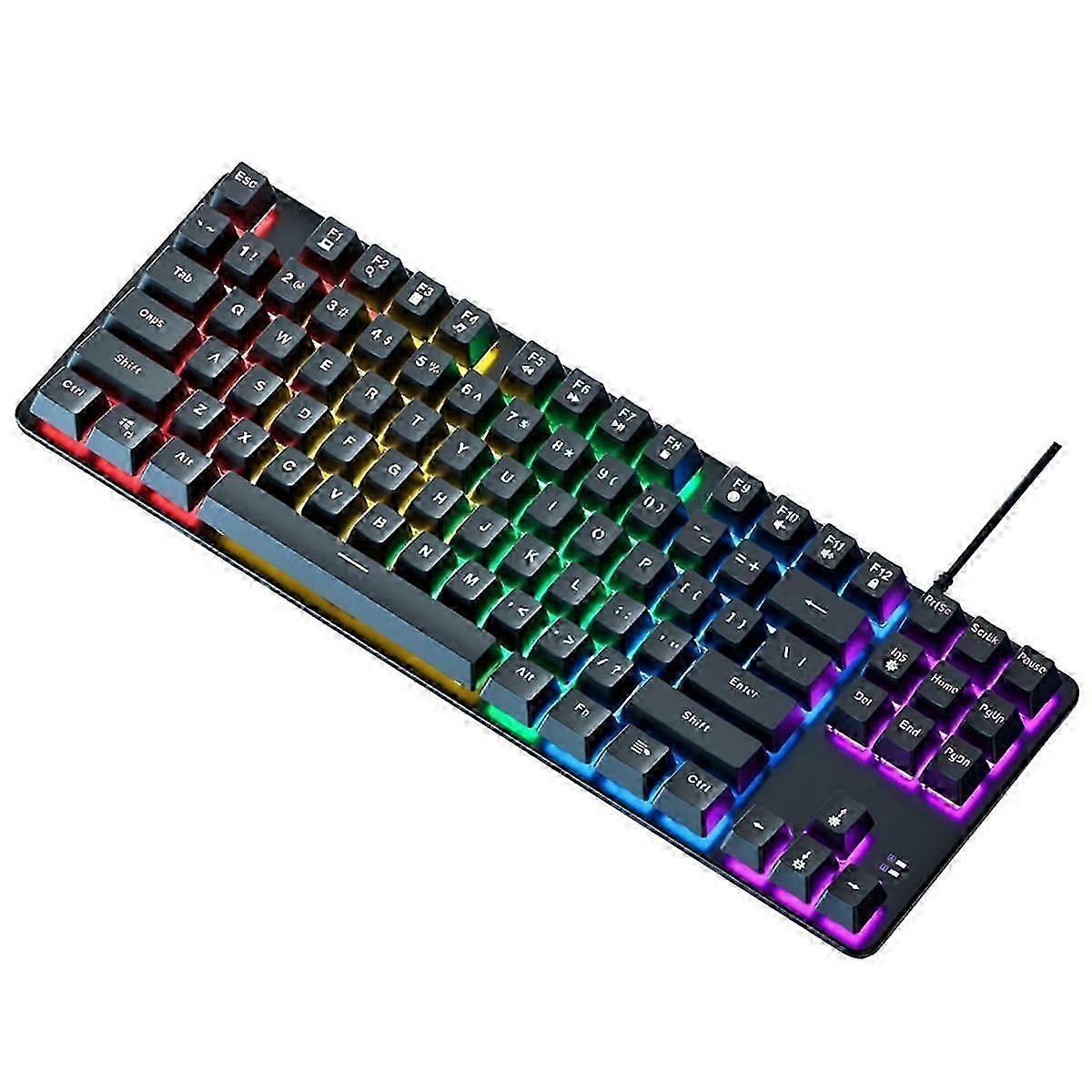 87 Key Mechanical Keyboard Green Axis Gaming Keyboard Wired Color Backlit Keyboard for PC Laptop Of