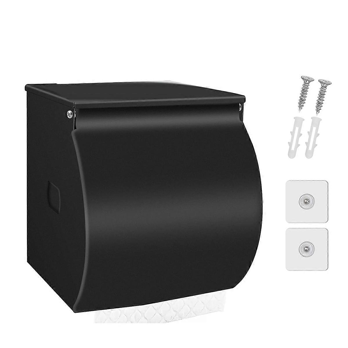 Toilet Paper Holder Wall Mount, Self Adhesive Toilet Paper Holder with Shelf, Waterproof Stainless S