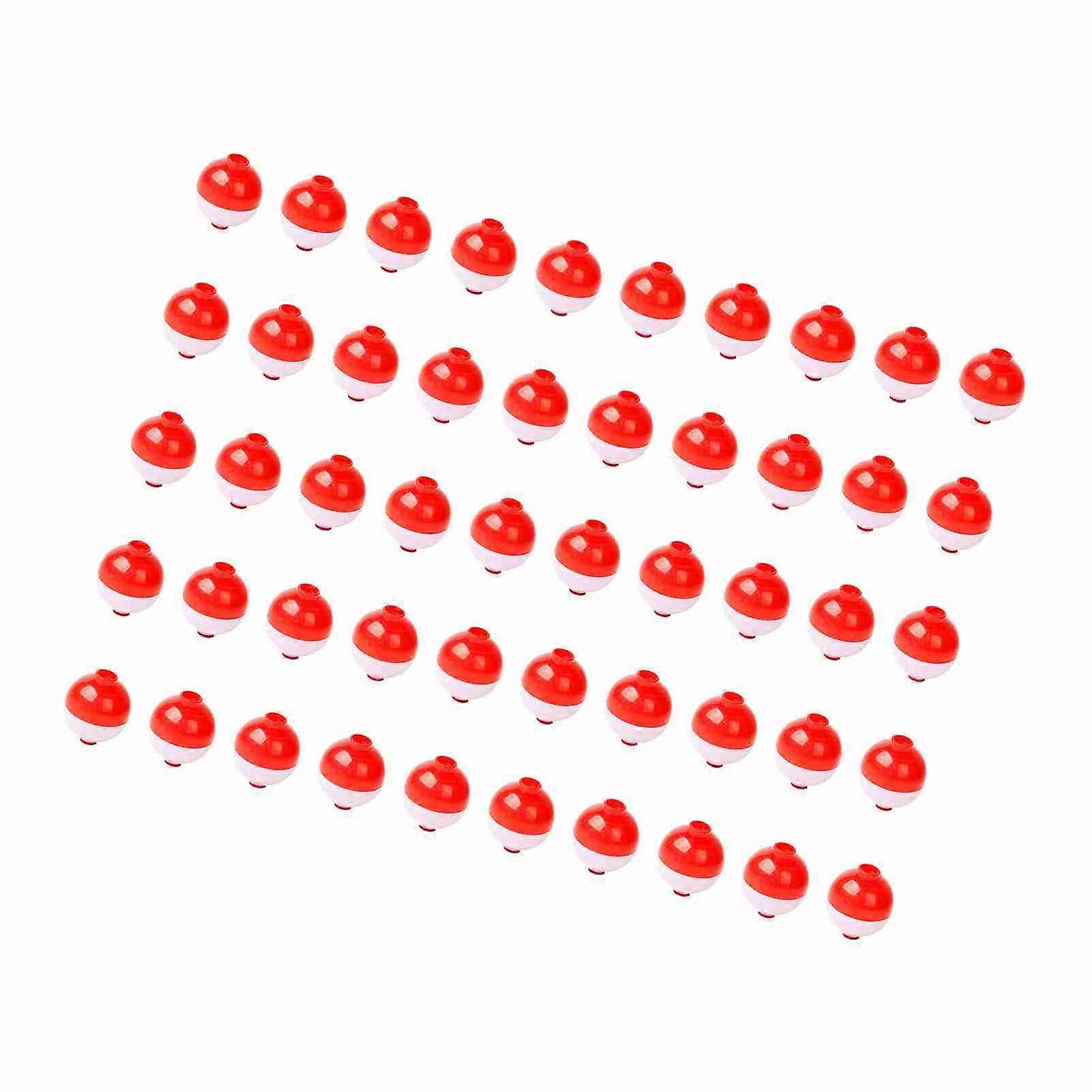 50pcs Fishing Bobbers 0.75 Inch Snap on Float Red and White Bobbers Push Button Round Buoy Floats Fishing Tackle