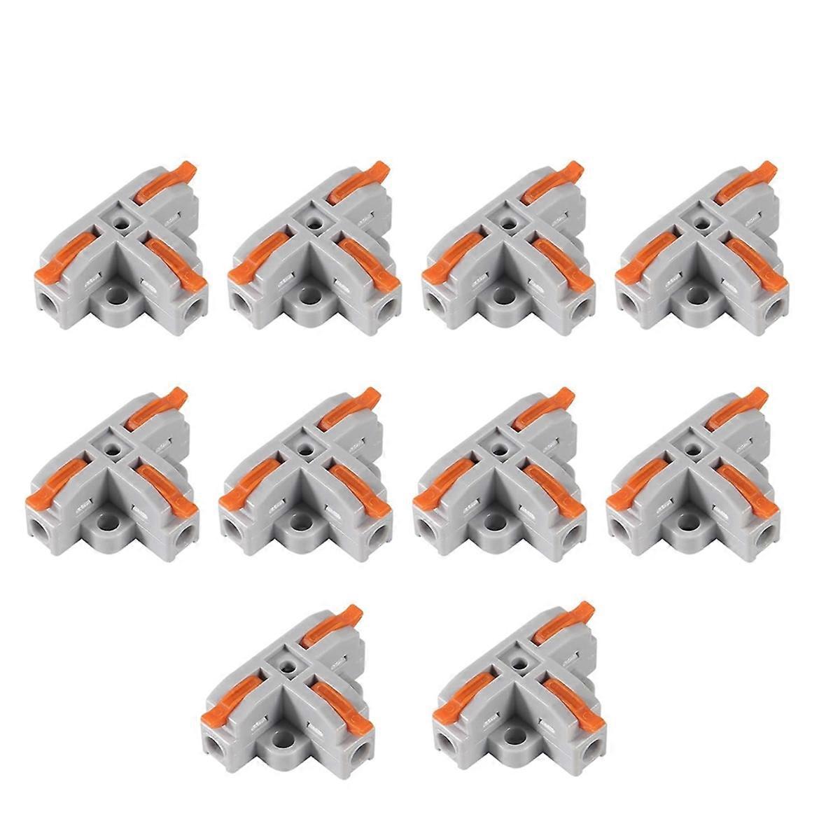 10Pcs T-Shape Lever Nut Wire Connector, Quick Splitter 3 Way