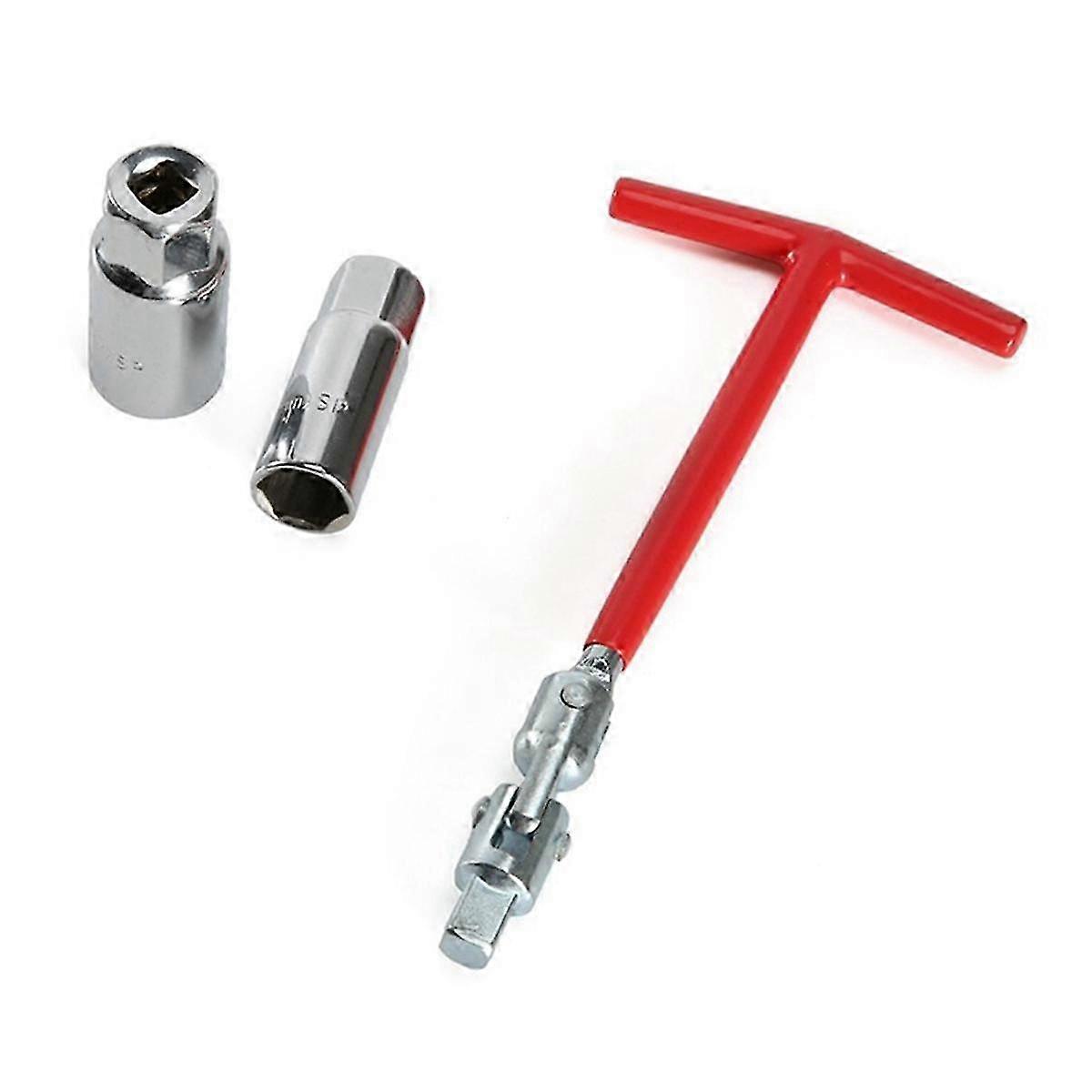 Spark Plug Socket Wrench Set 4-Piece with Red Handle, 16mm T-Handle Tool Kit