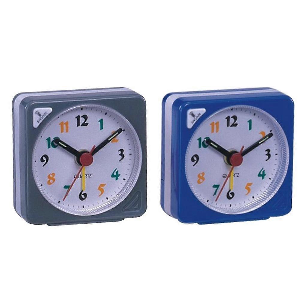 2pcs Travel Gradient Sound Table Bedside Clock Blue