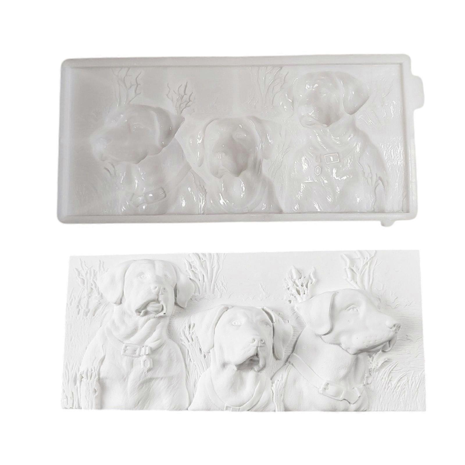 Artistics Silicone Mold With Three Dogs Semi Relief for Creating Distinctive Wall Art In Homes and Commercial Spaces Multicolor