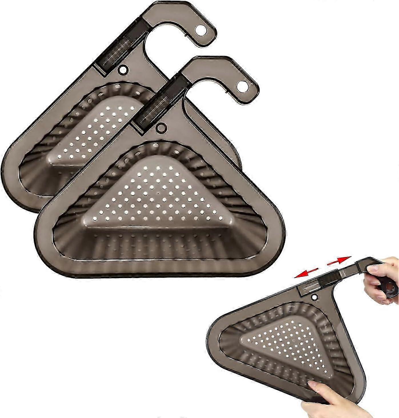 2PCS Sink Colander Strainer Basket with Detachable Handle Kitchen Sink Punch-Free Triangle Corner Strainer Basket Hanging Filter Draining Rack
