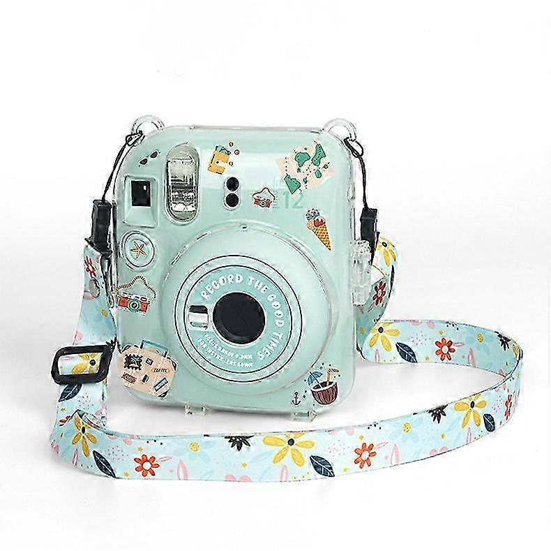 Case for Fuji Instax Mini 11green, Crystal Case for Fuji Mini 11Transparent Protective Case with Back Photo Pocket and Shoulder Strap for Fuji Mini 11