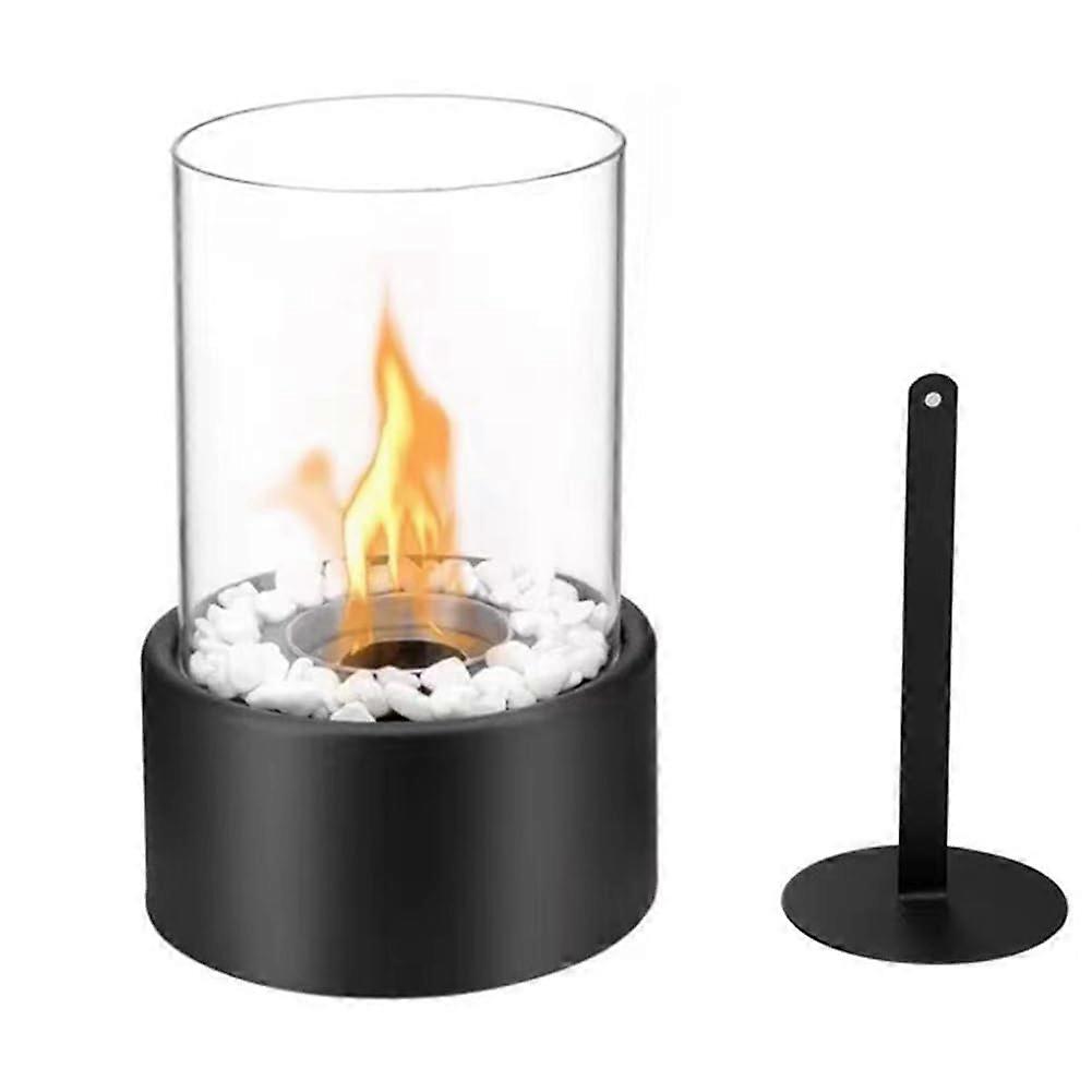 Small Table Fire Pit, Portable Alcohol Fireplace for Indoor Use, Smokeless Black Mini Fire Pit, Clean Design