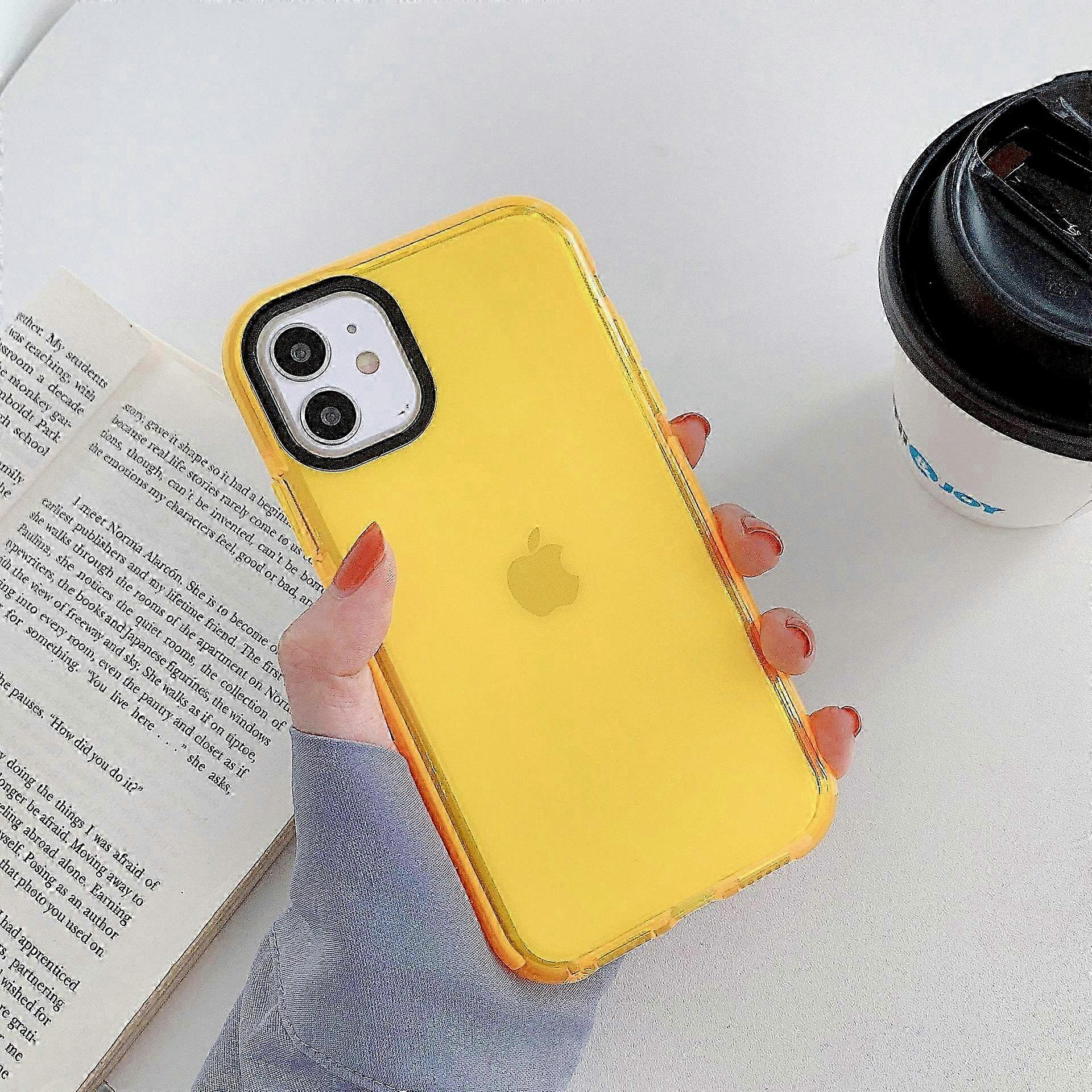 Cute Retro Vibrant Design Phone Cases Suitable for Smartphones, Soft Silicone Shockproof Protective Case with Camera Protector in Neon Orang