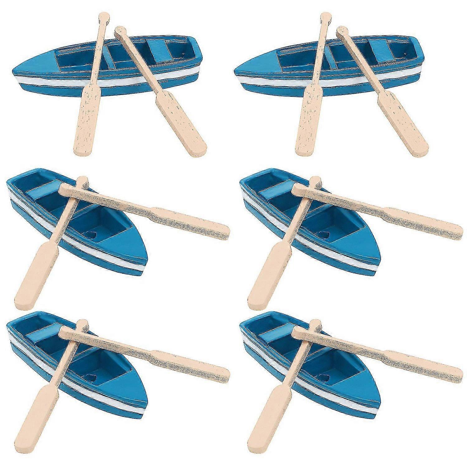 6 Pcs Mini Boats Row Boats Wooden Boat Row Boat Decors Boat Models Oars Nautical Decors Ocean Room D