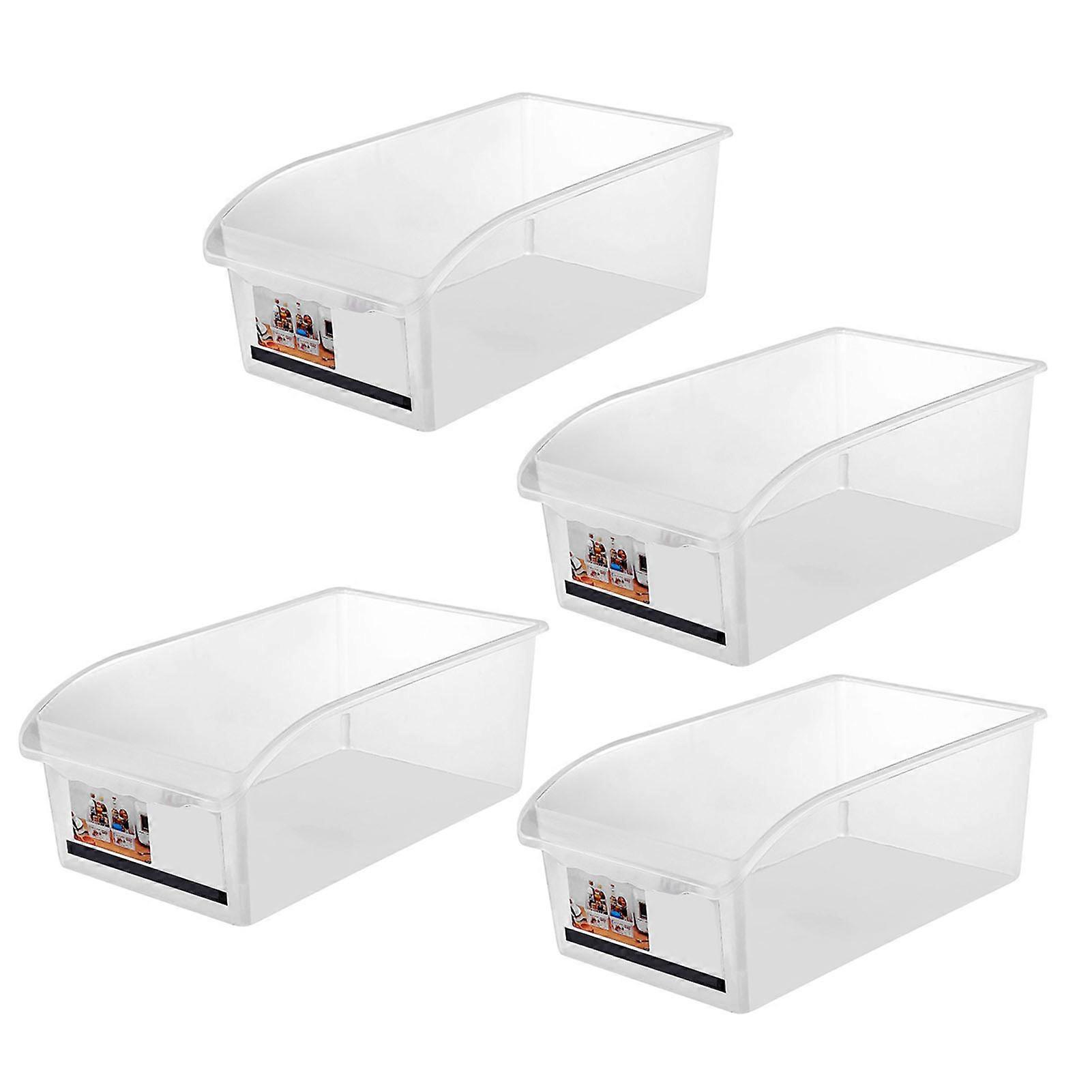 Refrigerator Organizer Bins Clear Plastic Fridge Organizer Drawer Style Freezer Freshness Preservation Storage Box 4pcs 