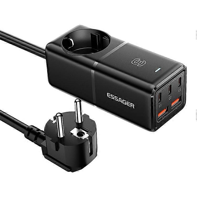ESSAGER WL-Gan75-EU 75W GaN Power Strip Table Charger 3Type-C+2USB-A High Power Charger Adapter, EU Plug