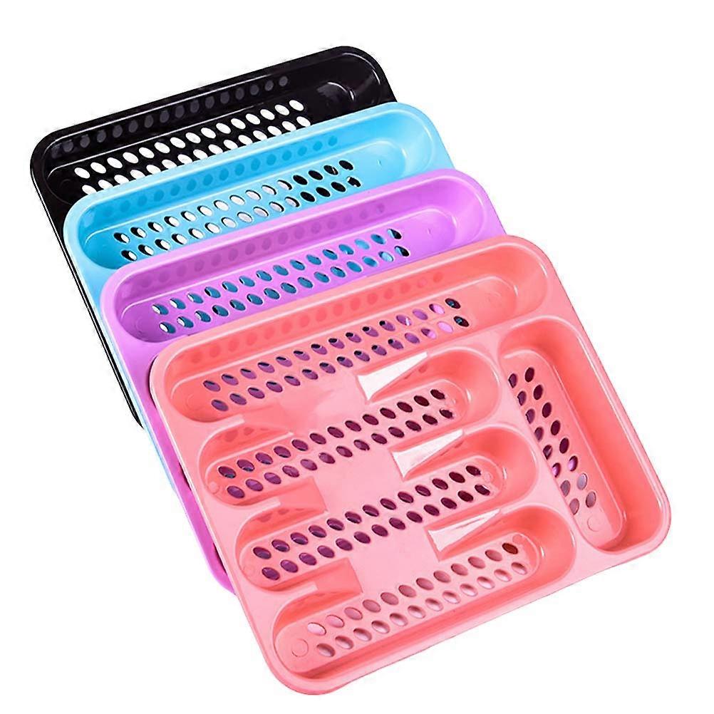 Plastic Kitchen Drawer Organizer Tray with 4 Compartments for Utensils and Cutlery Storage Assorted Color