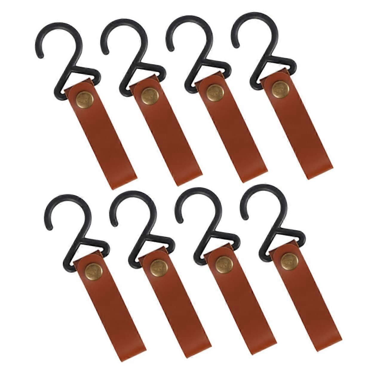Camping S Hooks Set for Hanging Pots, Utensils and Gear, Nylon Dark Brown, 8 Pack