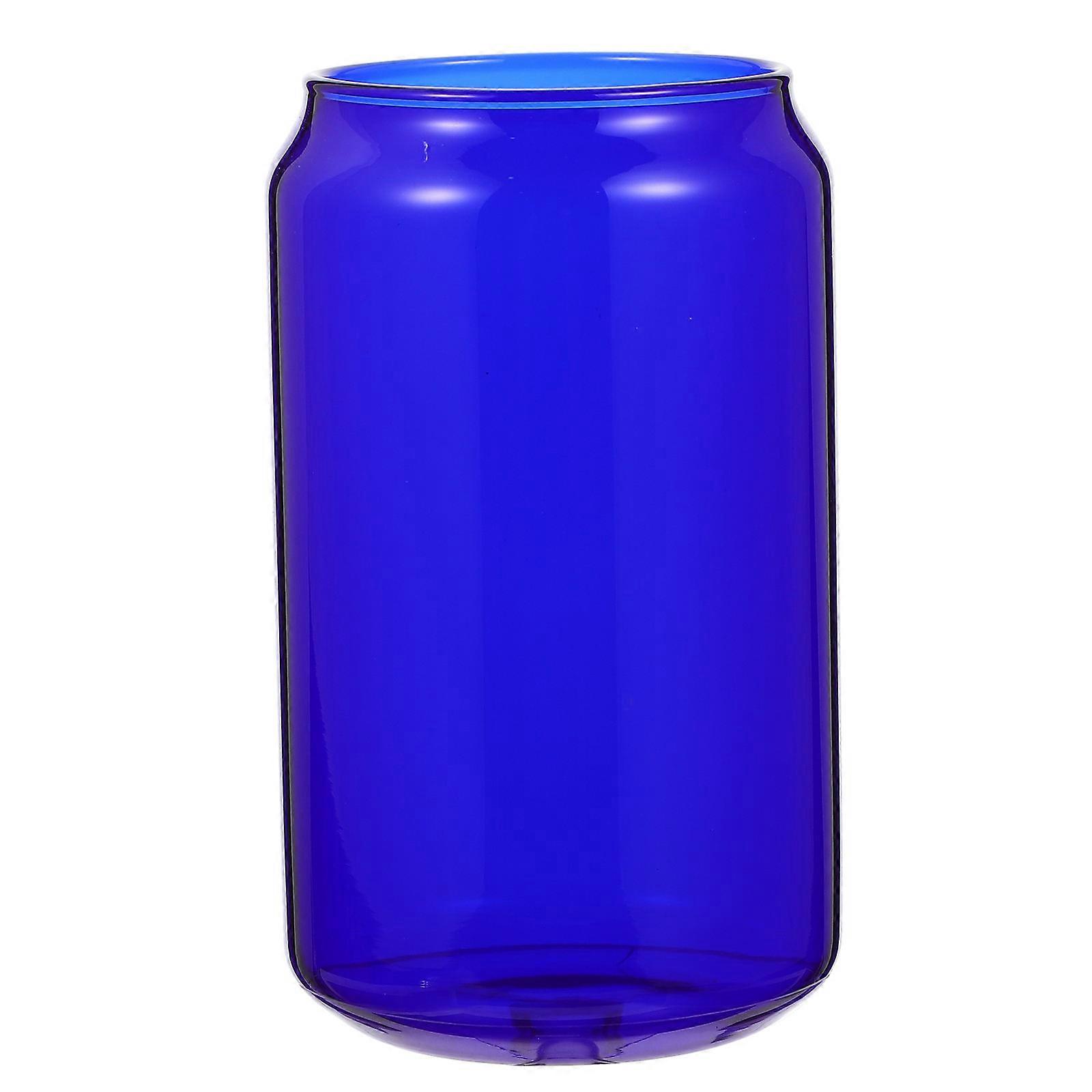 Glass Cup Drinking Glasses Home Use Cylindrical Shape Dark Blue 1Set