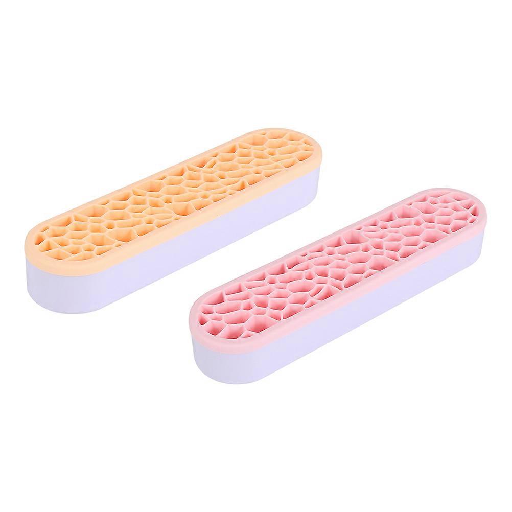 2Pcs Silicone Makeup Brush Holder Lipstick Display Stand for Tabletop Use