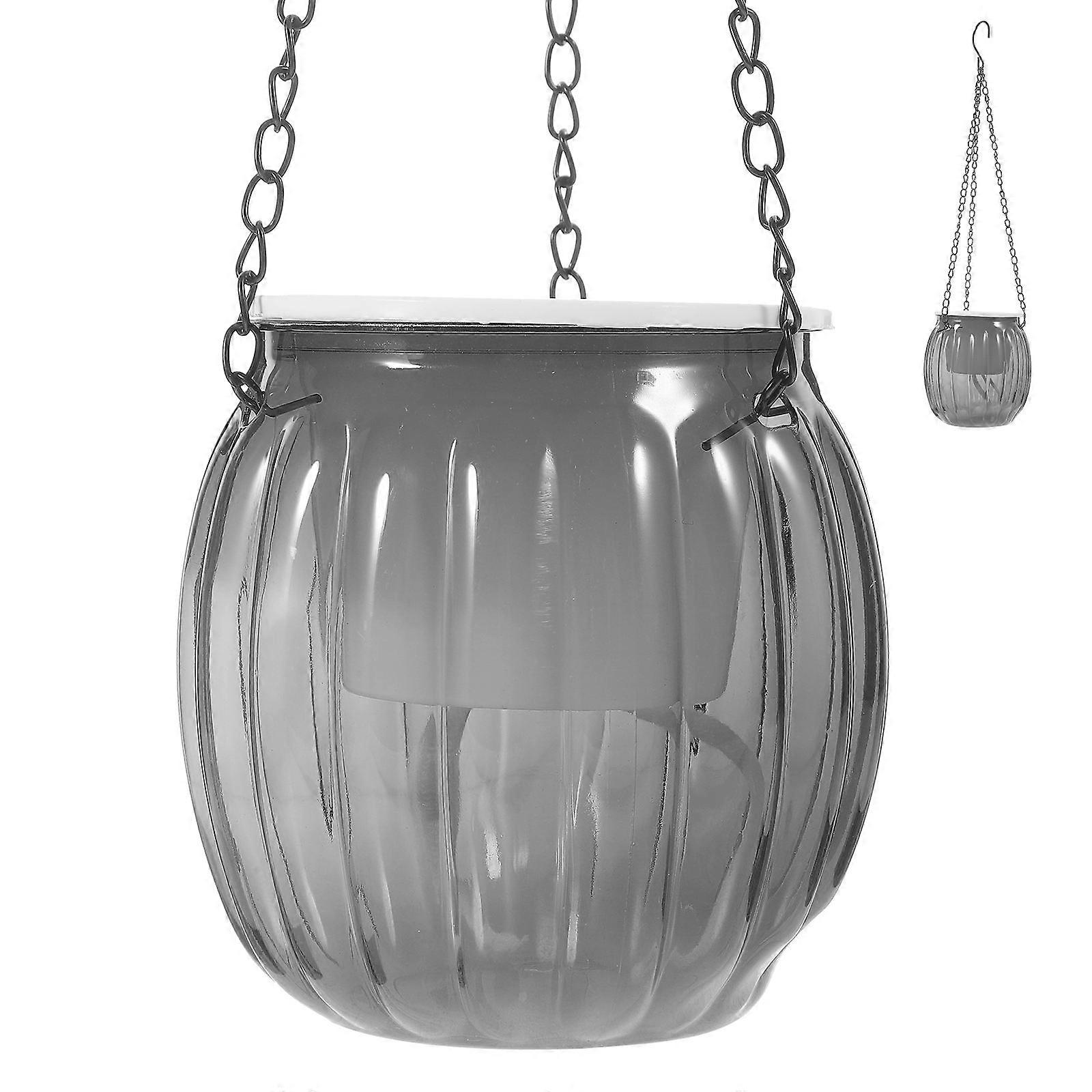 Hanging Flower Planter Grey Plastic with Self-Watering Design for Storage