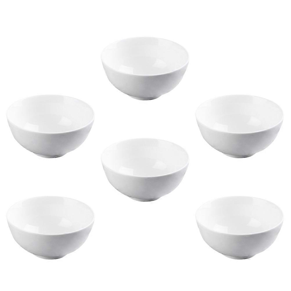 Bol de riz coréen Bols en céramique blanche Vaisselle profilée isolée résistante à la chaleur pour buffet 4 pouces 6Pcs