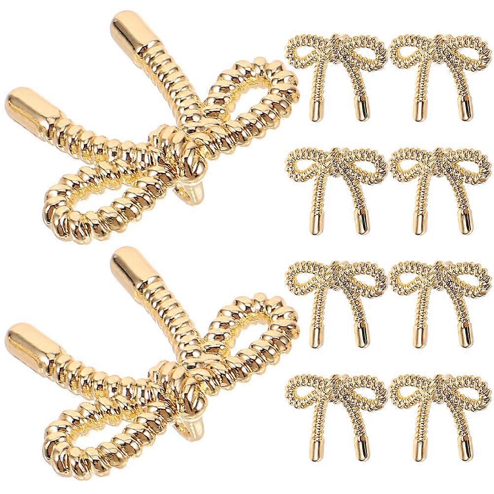 Sewing Buttons Clothes Metal Button Decoration Bowknot Shaped for Women's Shoes 10Pcs