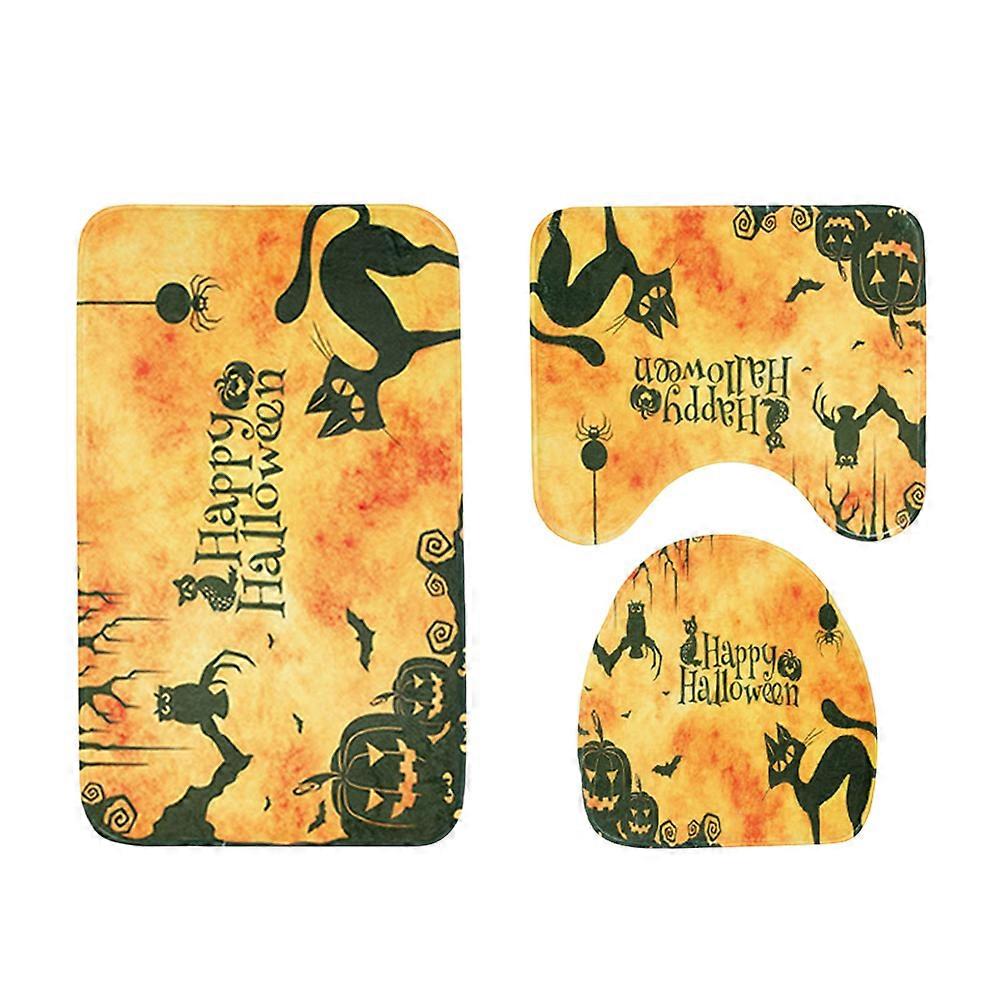 Shower Mats Halloween Theme Yellow Color Bacteria Resistant Set