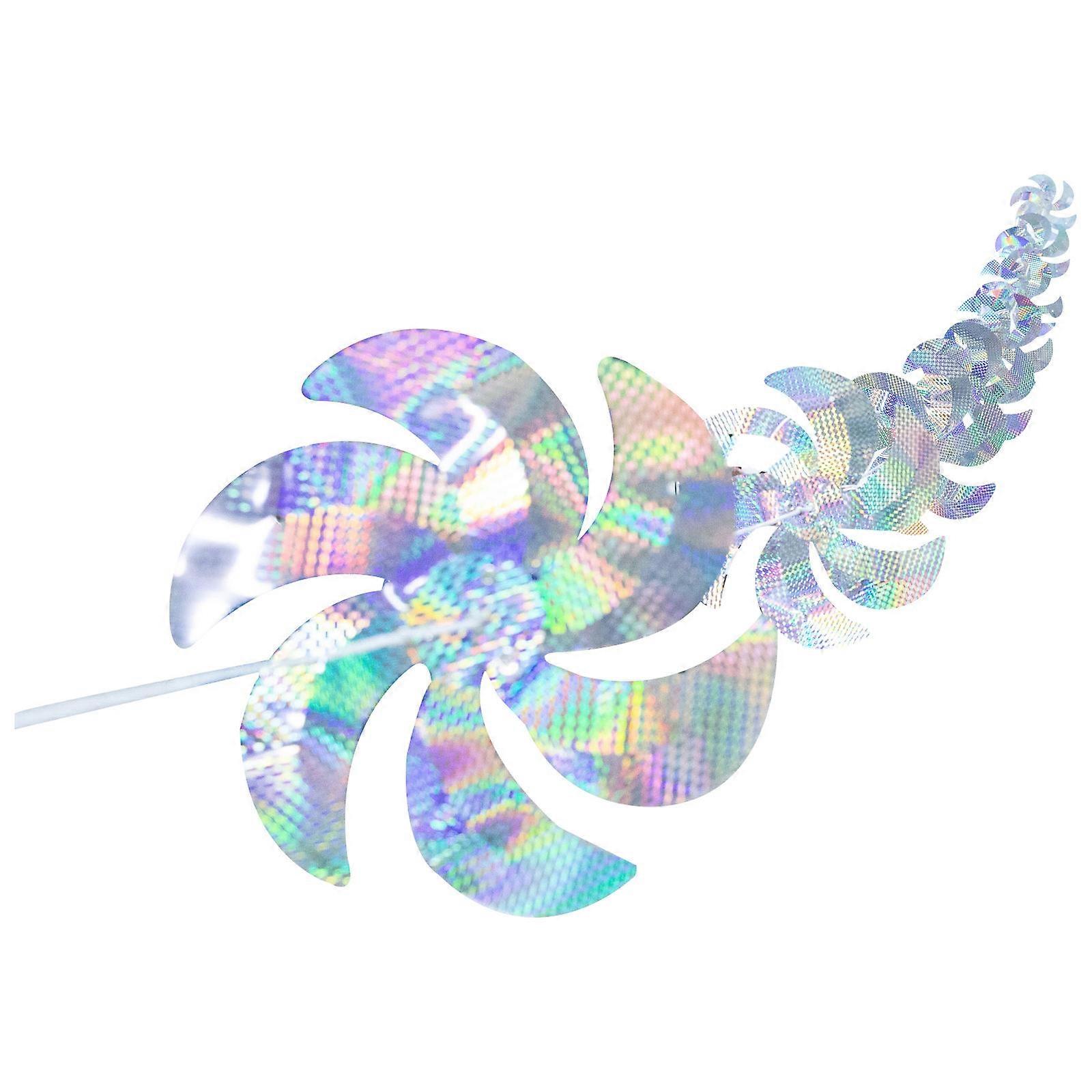 Reflective Wind Spinners for Yard Sparkly Rotating Pinwheel String Ancient Building Protection Silver 1000x18cm Plastic 1Set