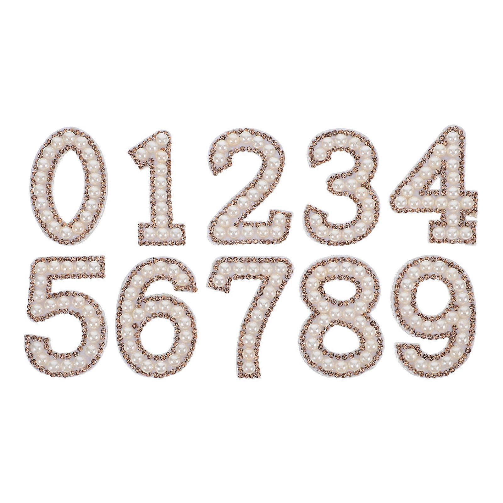 Iron on Rhinestone Number Patches 10Pcs Multi Plastic -on Application for Decoration