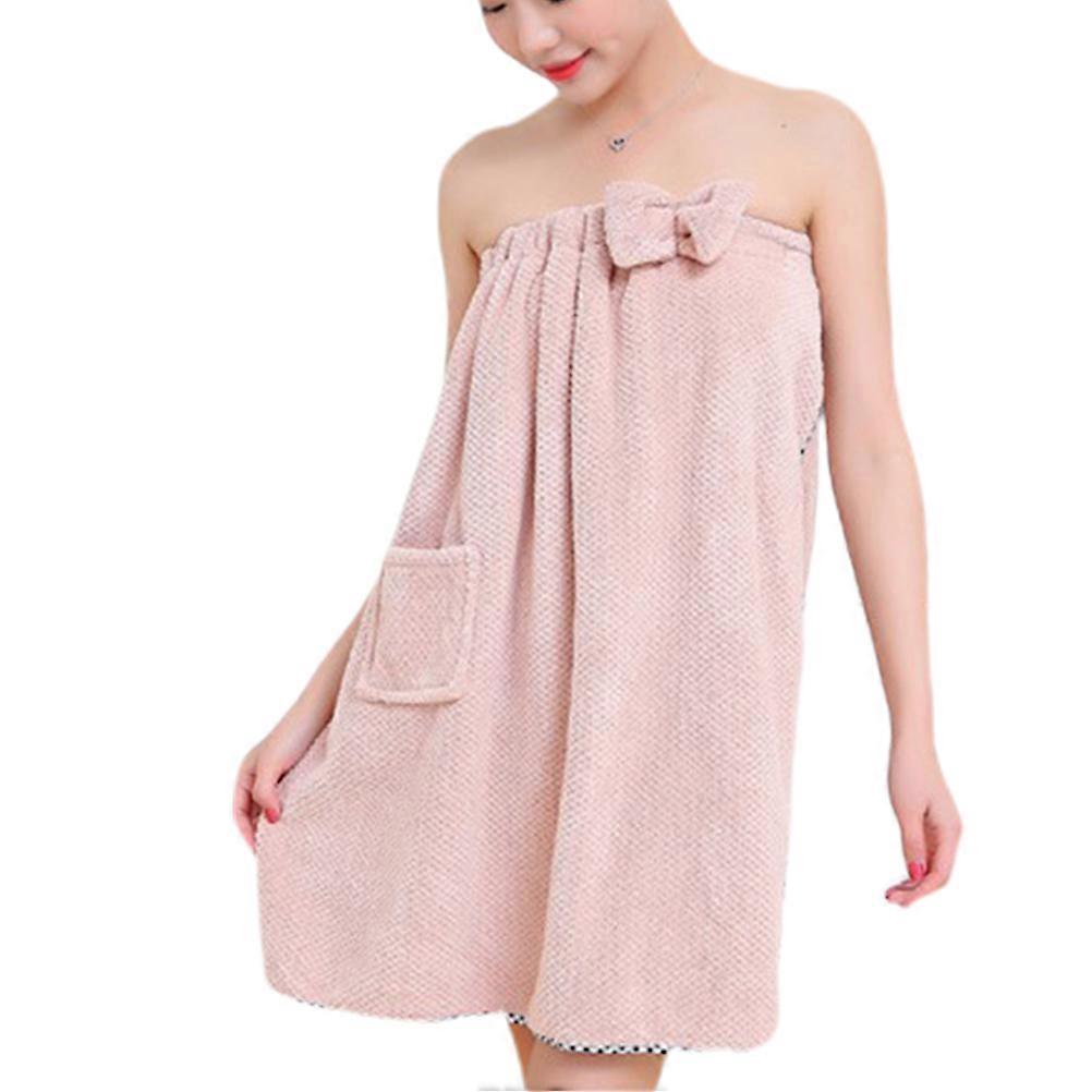 Bath Towel Dress Strapless Bathrobe Home Use Pink 64x140x2.5cm Absorbent 1Pc