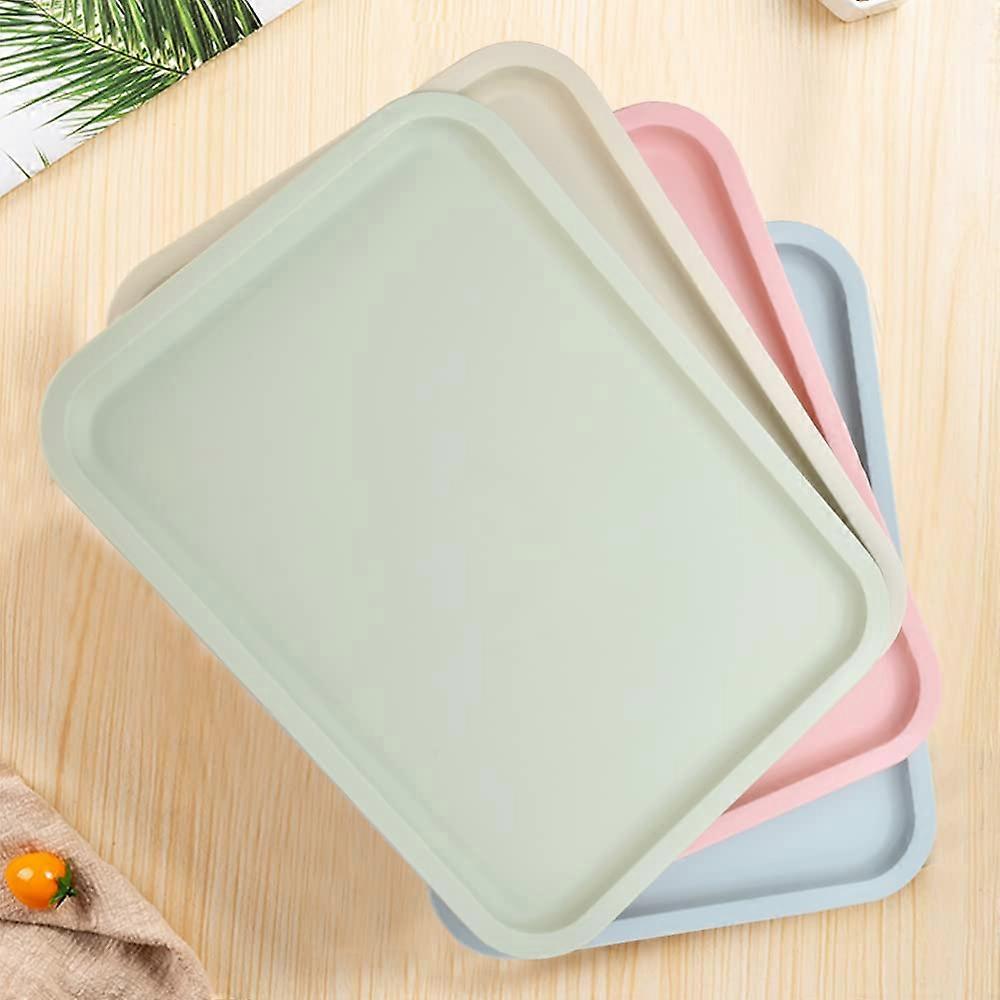 4 Pieces Plastic Serving Trays 23 x 30.5 cm Non-Slip Rectangular Fast Food Serving Plates in 4 Colors for Kitchen and Cafe