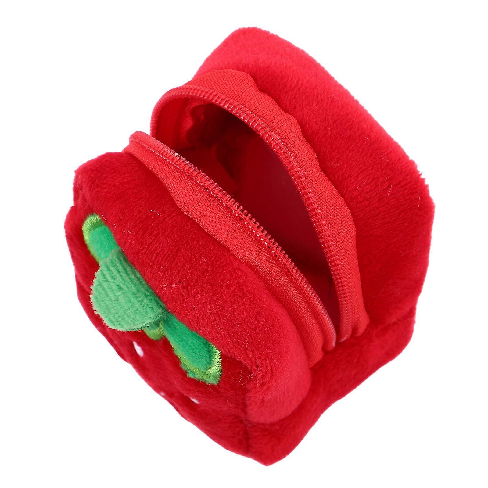 Adorable Strawberry Plush Coin Pouch for Women – Soft, Compact Wallet with Keychain for Loose Change and Accessories