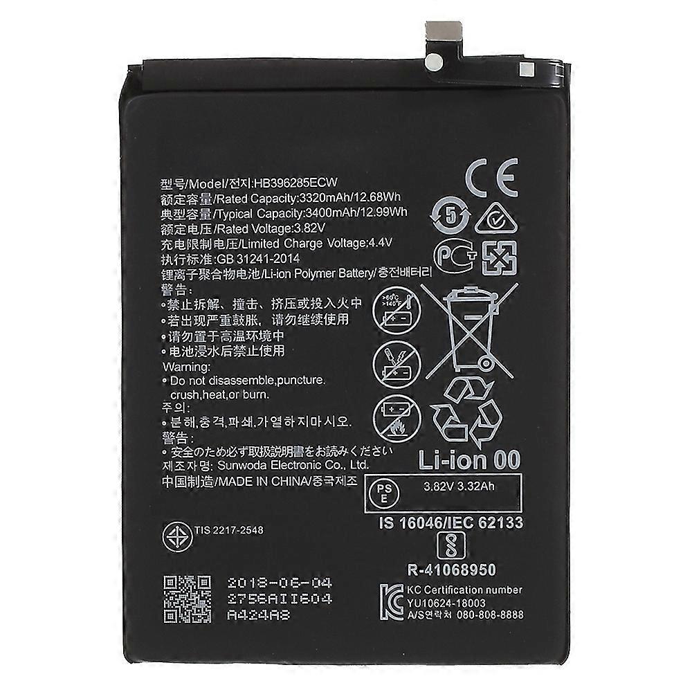 Pour Huawei P20 3.82V 3320mAh Li-ion Batterie Polymère Pièce de Remplacement (Encoder : HB396285ECW) (sans