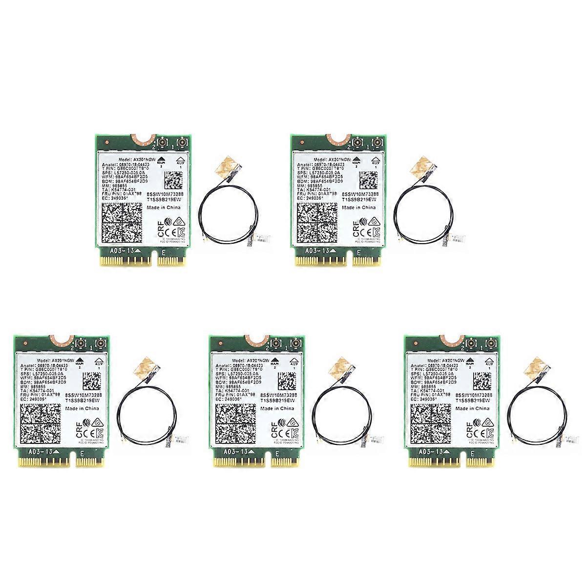 5X AX201 AX201NGW WiFi بطاقة مع 2XAntenna M.2 CNVio2 2.4 جيجاهرتز / 5 جيجاهرتز WiFi 6 3000Mbps Bluetooth 5.1 WiF