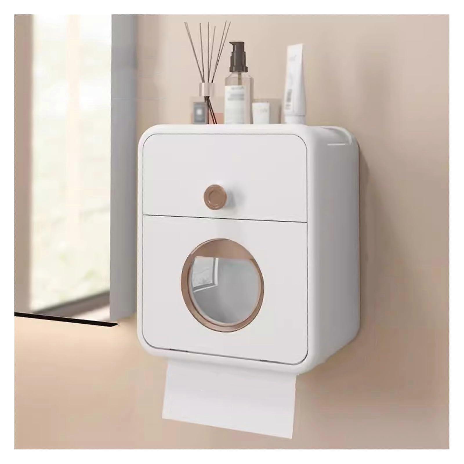 Cosmetic tissue box, nopunch tissue holder box, wallmounted paper towel holder, selfadhesive for the bathroom at home, tissue box (B).