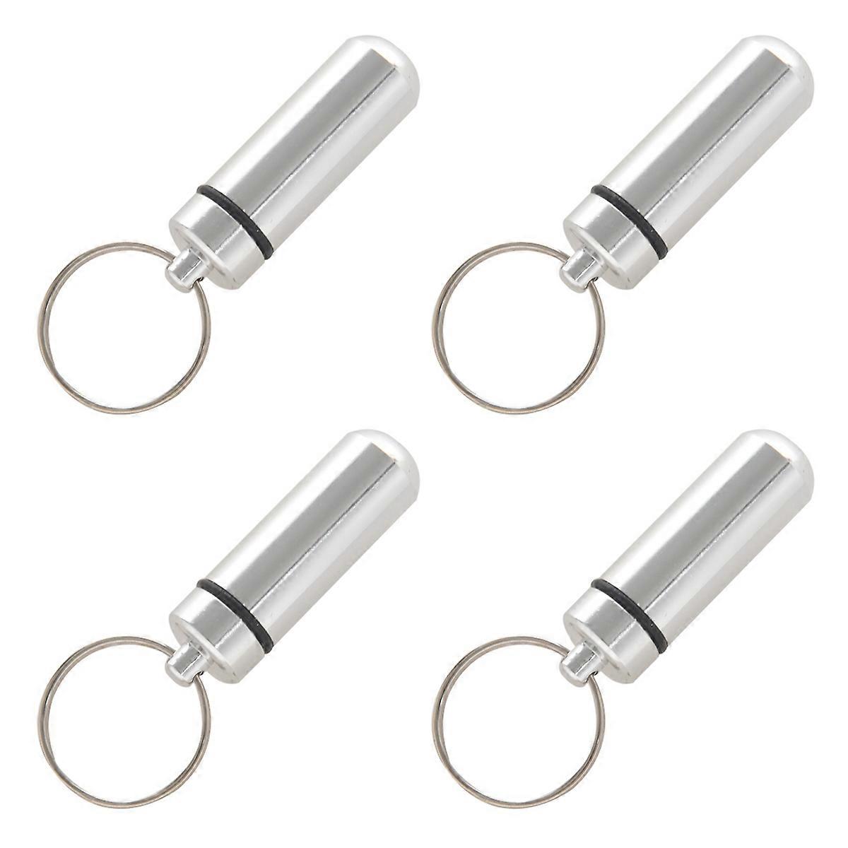 Silver Pill Medicine Box Case Holder Container Capsule Bottle Keyring