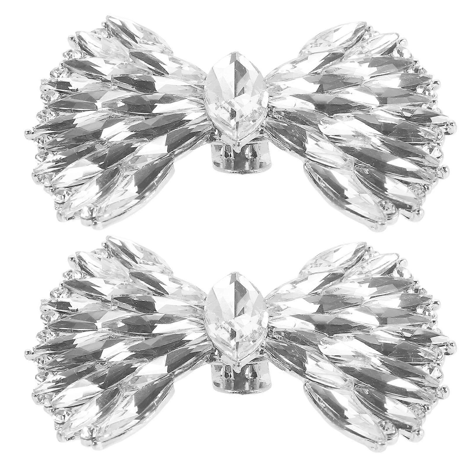 Sparkly Shoe Clips Bowknot Design For Women Shoes Zinc Alloy 2Pack