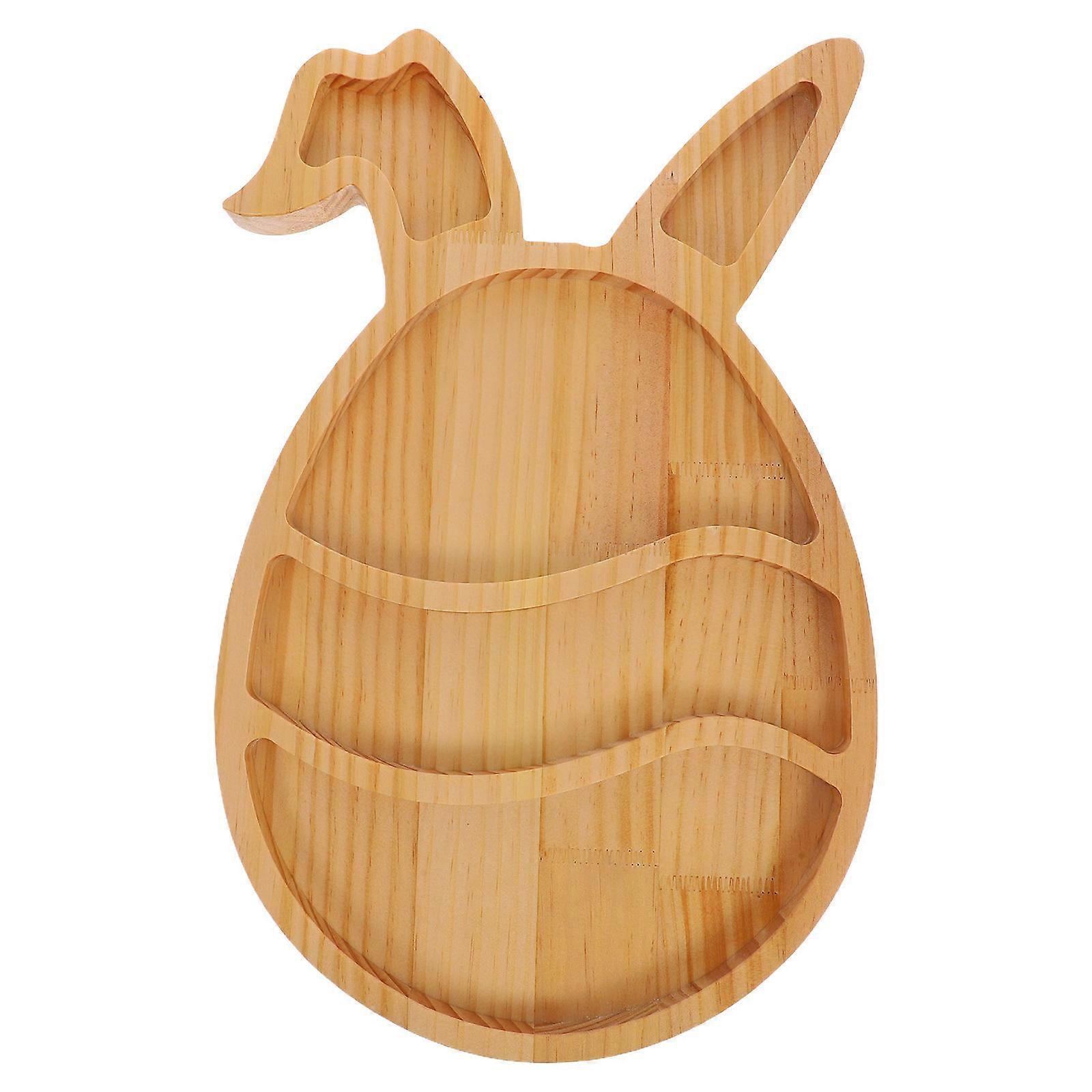 Bunny Shaped Easter Wooden Serving Tray For Hosts And Party Organizers Khaki 36.00X23.00X2.40CM Charcuterie Presentation 1Pack