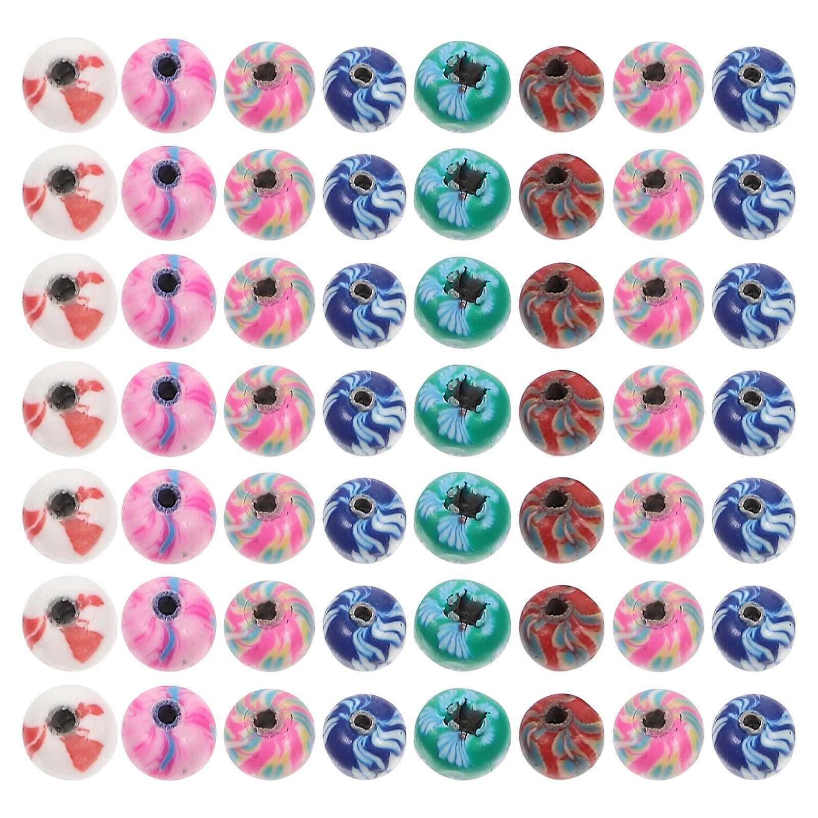 Beads for Jewelry Making Round Polymer Clay Beads Assorted Color 0.6X0.6cm Creative Activities 100Pcs