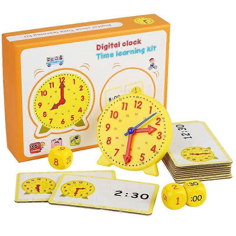 Children practice recognizing clocks and time models, knowing kindergarten, elementary school, first grade mathematics learning clock teaching aids, e