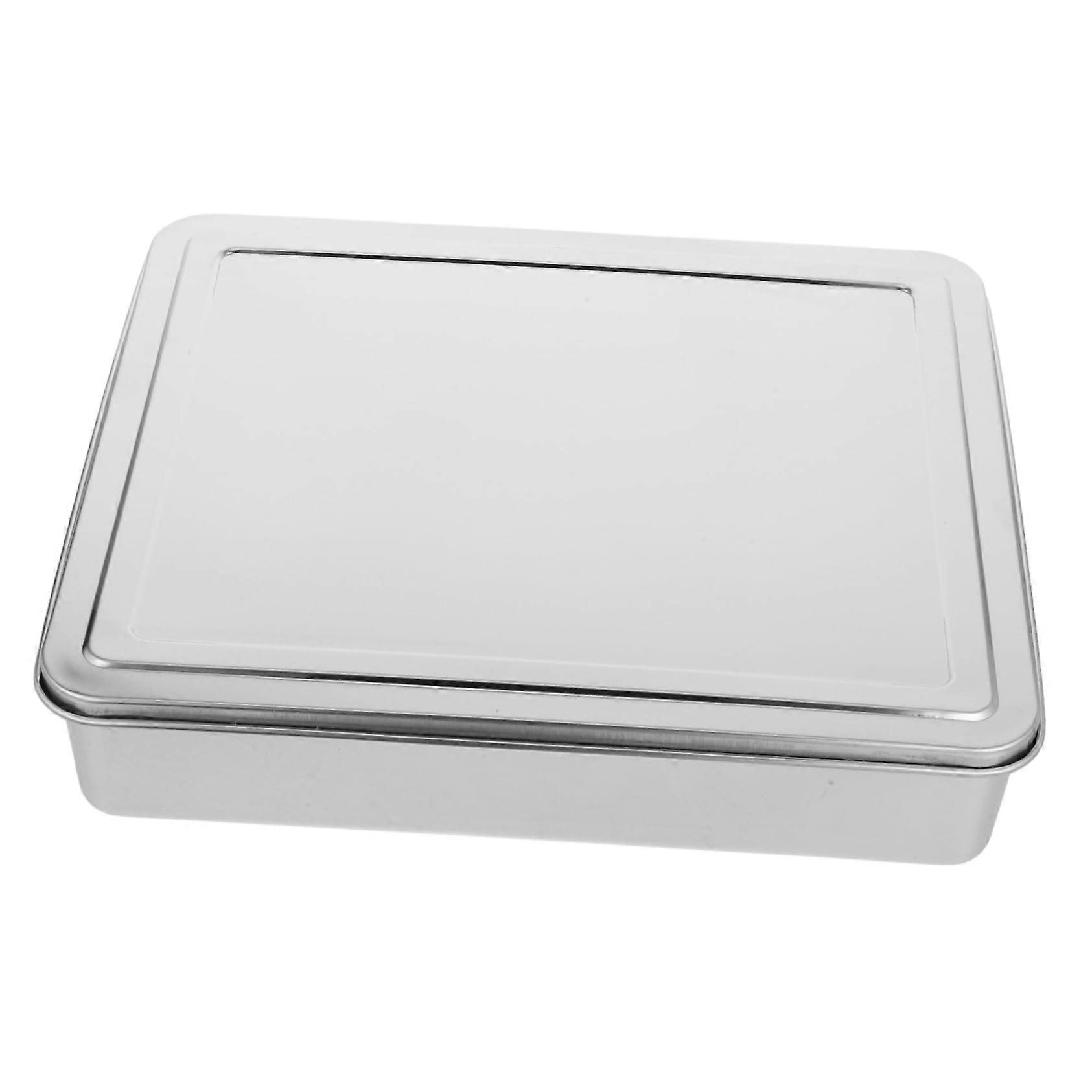 Bakeware Rectangular Baking Mould Stainless Steel Lasagna Pan Bread Cake Baking Tray Covered Metal Bakeware Silver