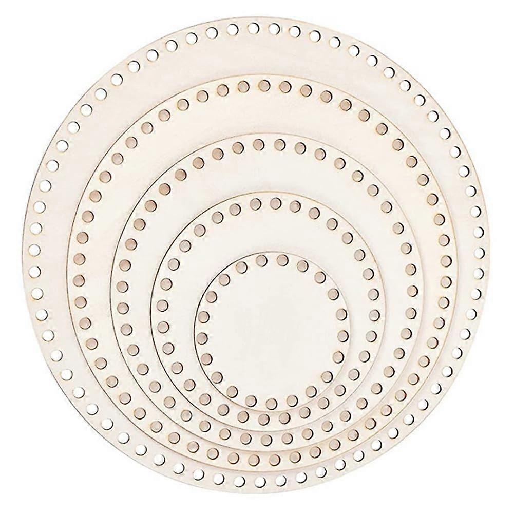 Wooden Basket Bottom Set Round Pine Needle Crochet Base for DIY Basket Making 5 Sizes