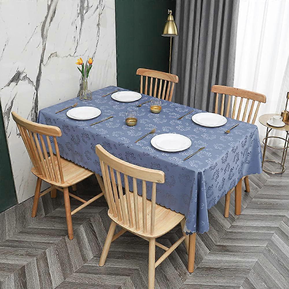 Garden Tablecloth PVC Water Repellent Rectangular 140 x 220 cm Blue Plain Wipe Clean