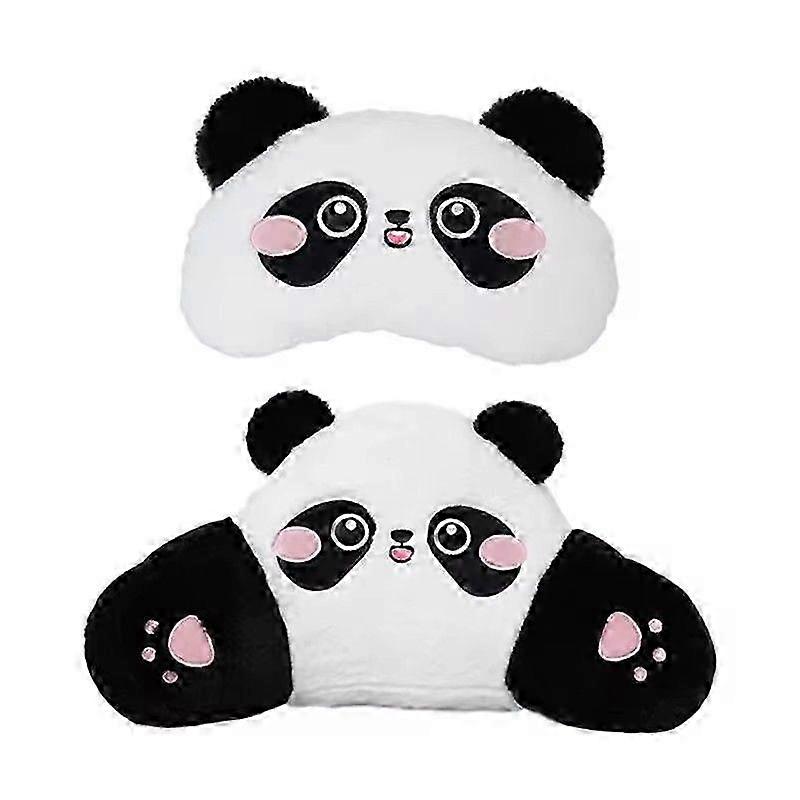 Panda Shaped Car Neck Pillow, Soft Plush Lumbar Support, Pair of Mounted Pillows, Neck Protection