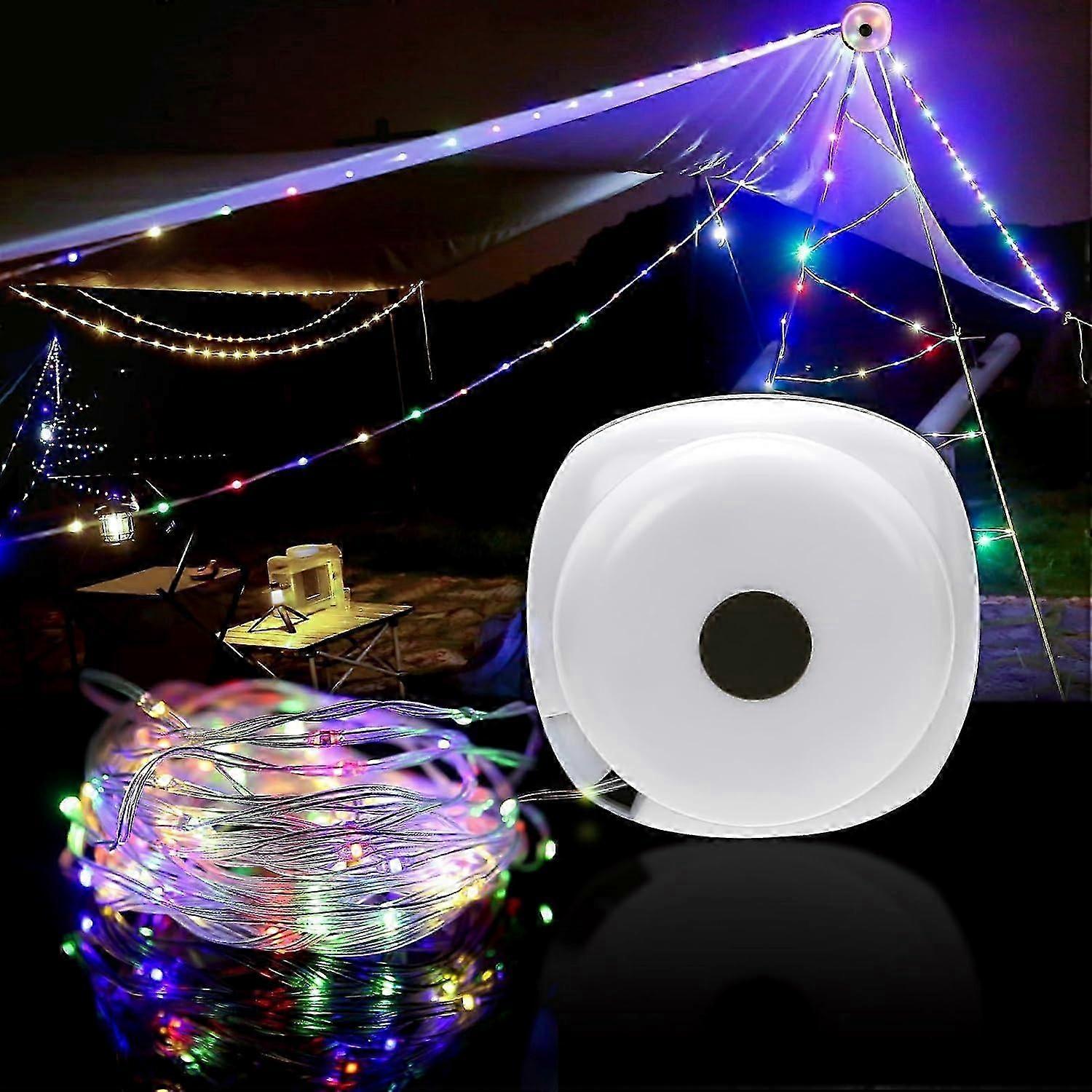 Camping Lamp, 2-in-1 USB Rechargeable Fairy Camping String Light,Portable Hanging Rope Light for Bike,Tent,Hiking
