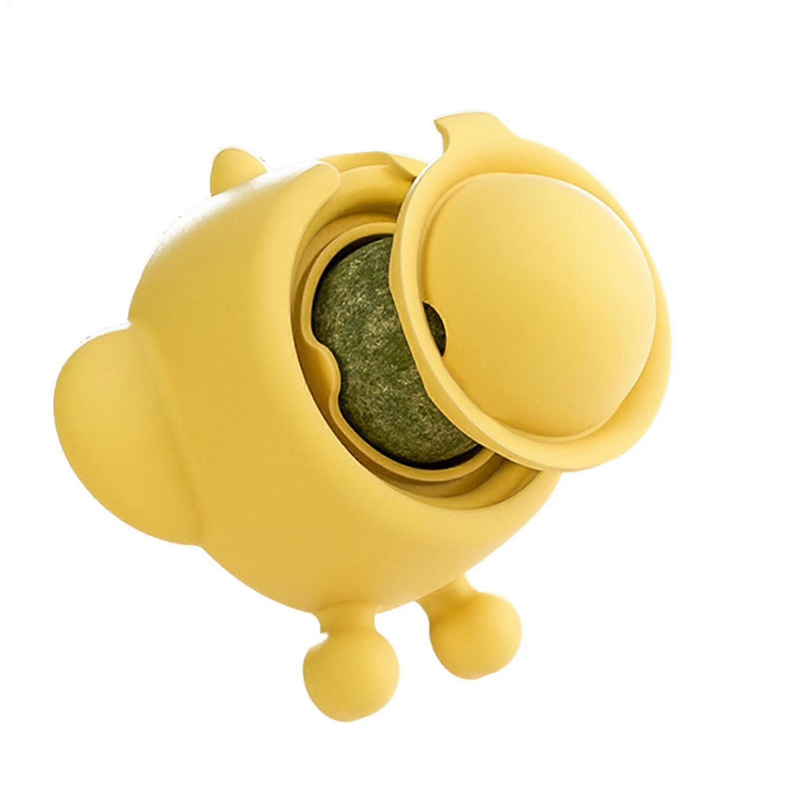 Catnip Balls Interactive Chew Toy for Kittens and Cats, Teeth Cleaning, Wall and Door Mount, Green Adhesive Design
