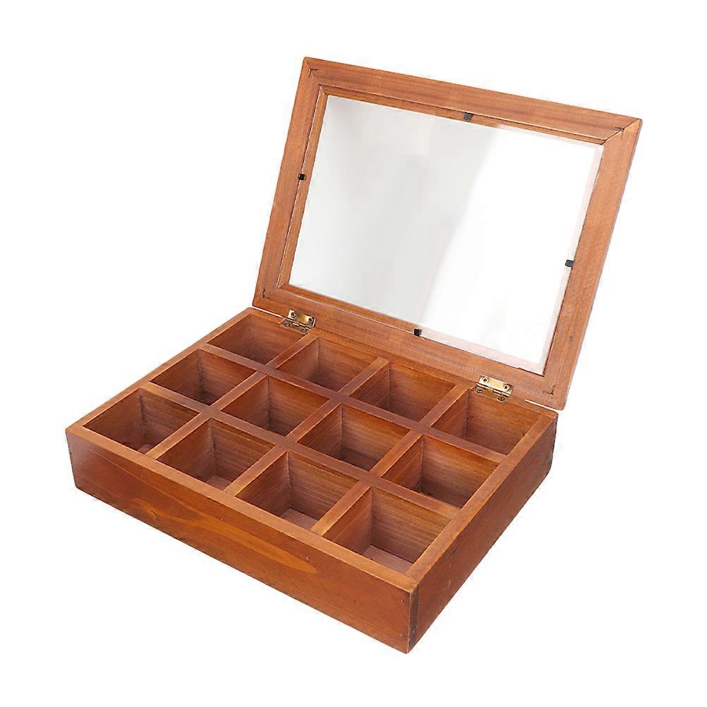 Large Capacity Tea Bag Storage Box Wooden Organizer for Home 1Pack