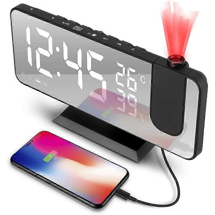 LED Digital Projection Alarm Clock 185x45x91mm USB Powered