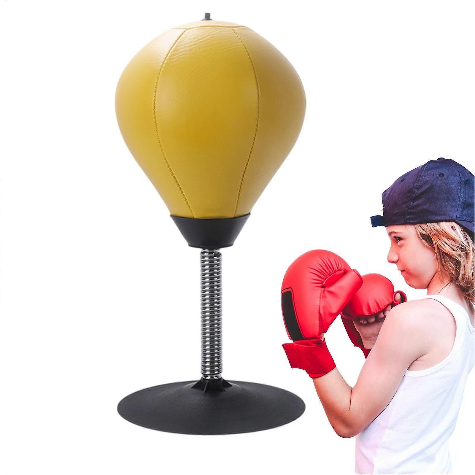 Stress Punch Bag for Stress Relief and Reaction Speed Training, Yellow Suction Cup Design, Durable Material, Compact Size