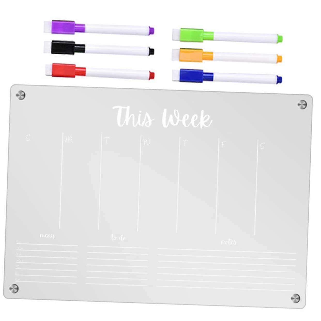 Acrylic Magnetic Weekly Planner Fridge Memo Board Dry Erase With Markers Family Organizer For Reminders And To Do Lists