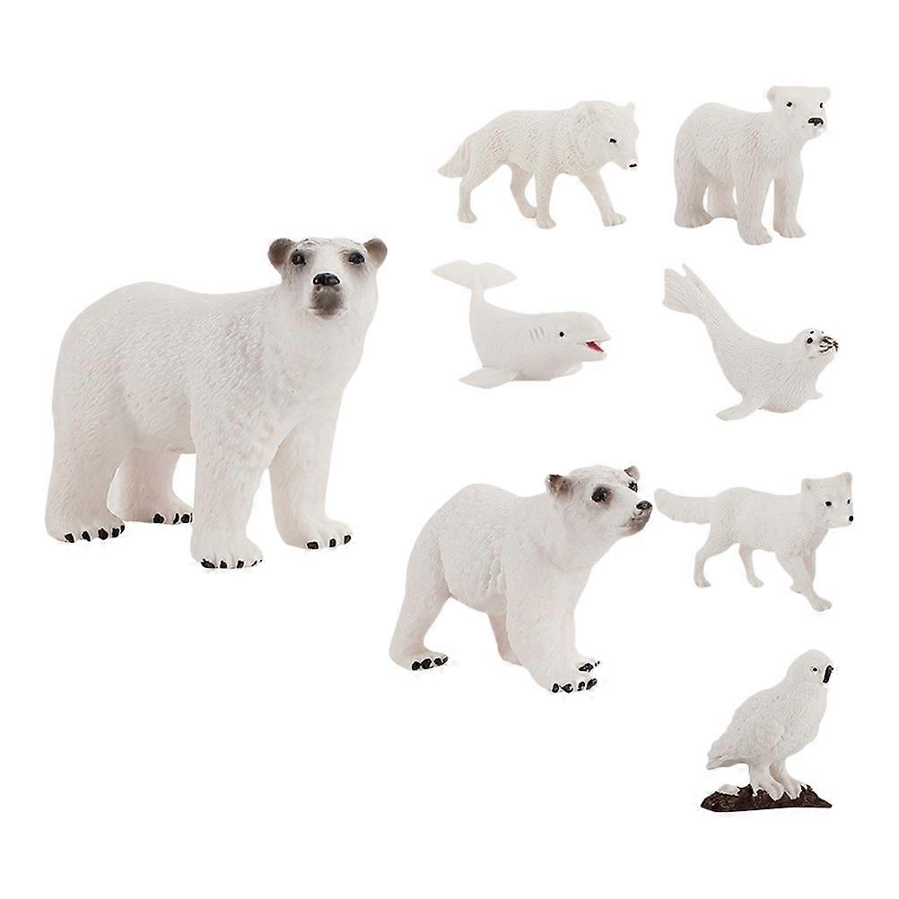Desktop Plastic Animal Statue Home Decor Small Bear Micro Landscape 8Pcs