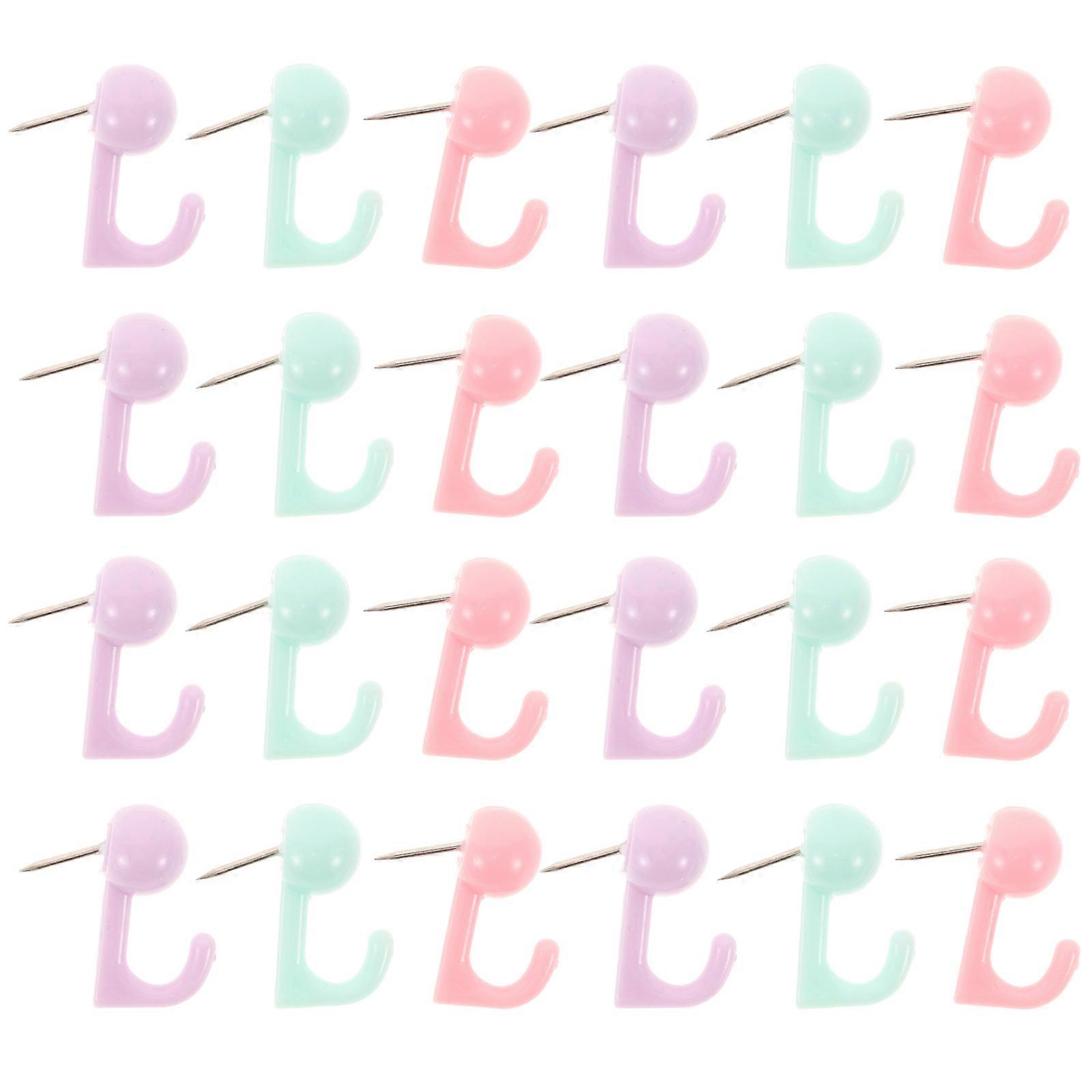 Thumb Tacks for Wall Picture Hangers Push Pin Hooks Macaron-themed Assorted Color 50Pcs