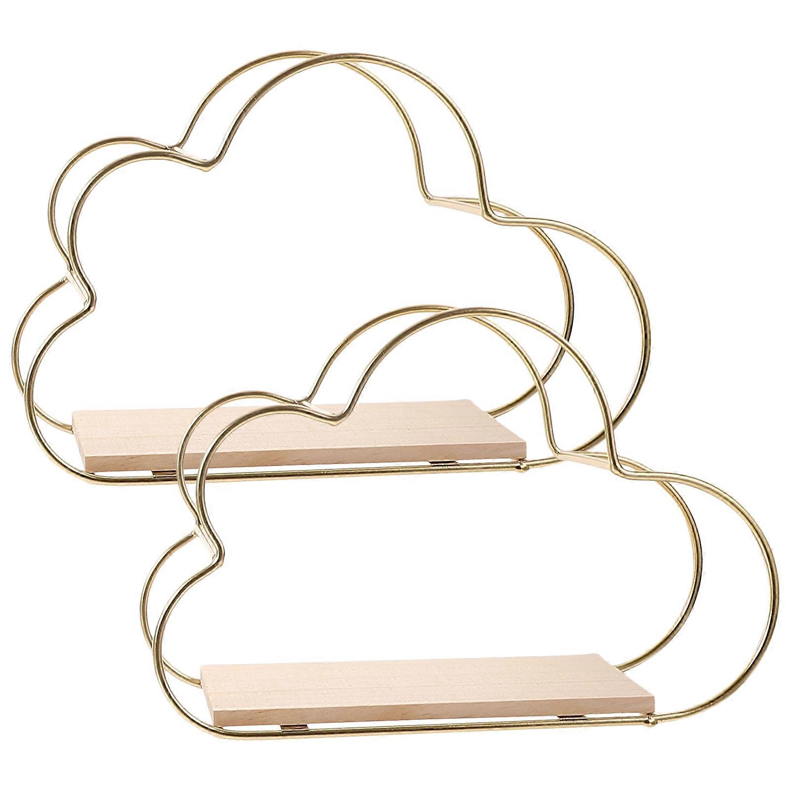 Cloud Shaped Floating Shelf Nordic Style Wall Mount Decorative Display for Bedroom Bathroom Stylish Storage Gold Finish