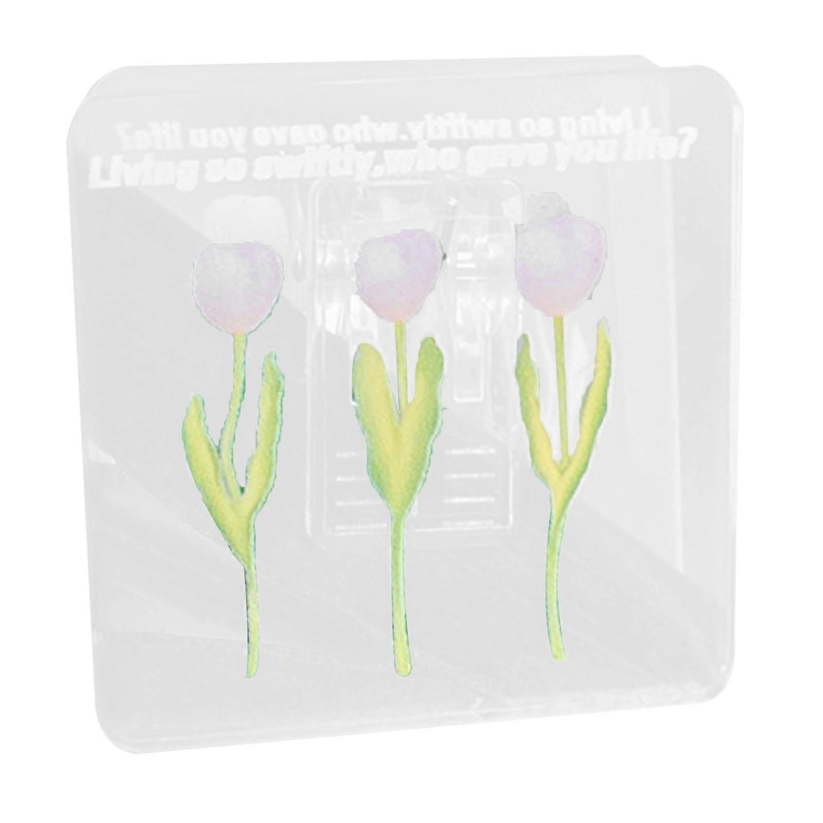 Double Sided Photo Clip Acrylic Tulip Pattern Multifunctional Transparent Paper Clamp for Organization