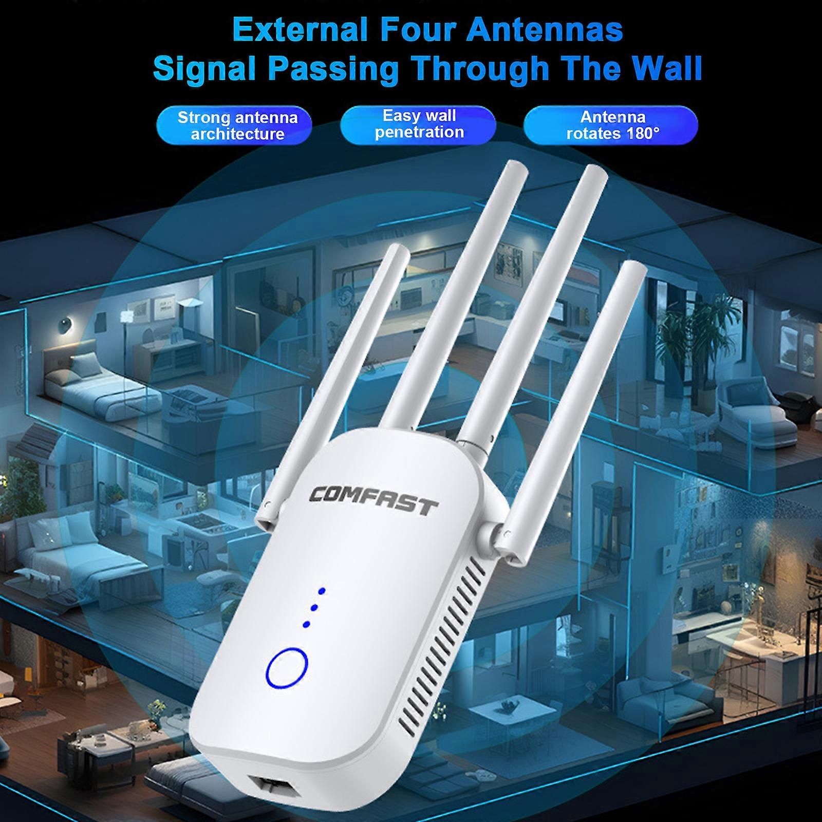 COMFAST 1200Mbps Dual-Band WiFi Repeater with Ethernet Port for Enhanced Home Coverage